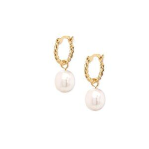 NWT Michaela Pearl Hoops // 14kt Gold Vermeil